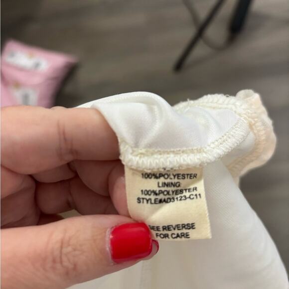 A’Reve White Sleeveless Drop Waist Ruffle Dress Size Small - Picture 6 of 6